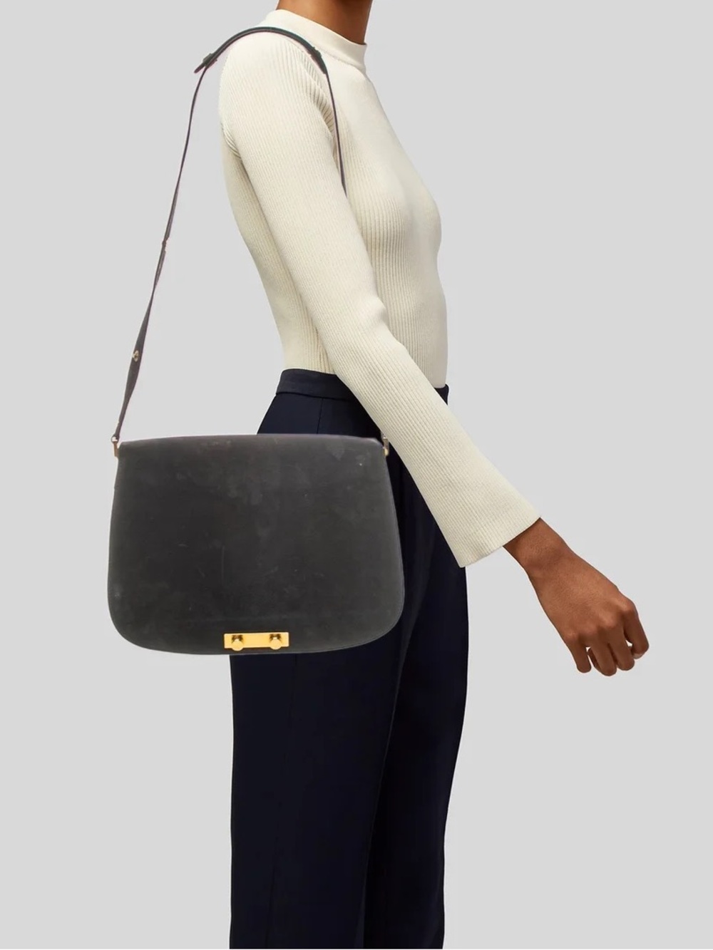 Marni Black Leather Shoulder Bag with Gold Hardware